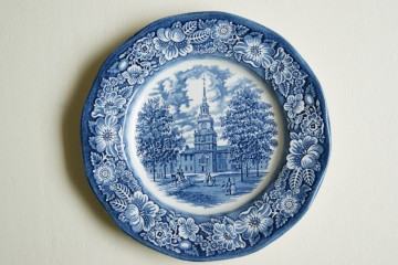 Bord - Engels - Blauw – Colonial Scenes – Independence Hall - Liberty Blue
