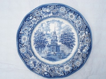 Bord - Engels - Blauw – Colonial Scenes – Independence Hall - Liberty Blue