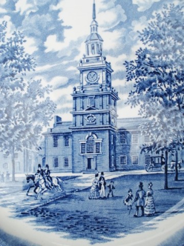 Bord - Engels - Blauw – Colonial Scenes – Independence Hall - Liberty Blue