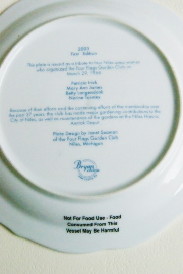 Bord – Niles Historical Amtrak Depot – memorial plate - herinneringsbord 2003 – Janet Seaman