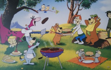 Lithografie – Hanna Barbera – Company Picnic – met certificaat – numbered edition