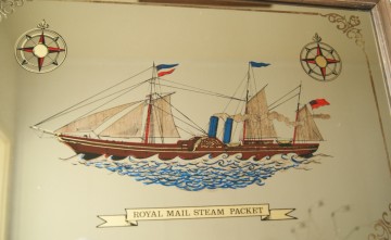 Spiegel met opgedrukt schip Royal Mail Steam Packet – in kleur
