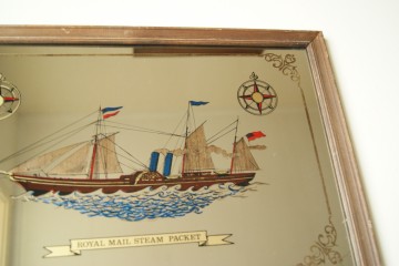 Spiegel met opgedrukt schip Royal Mail Steam Packet – in kleur