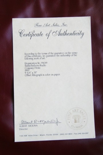Lithografie – Hanna Barbera – Company Picnic – met certificaat – numbered edition