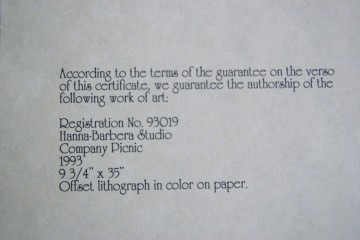 Lithografie – Hanna Barbera – Company Picnic – met certificaat – numbered edition