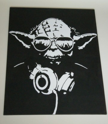 Schilderij – Star Wars – ‘Yoda as a DJ’ – acryl op doek - 2016