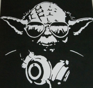 Schilderij – Star Wars – ‘Yoda as a DJ’ – acryl op doek - 2016