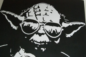 Schilderij – Star Wars – ‘Yoda as a DJ’ – acryl op doek - 2016
