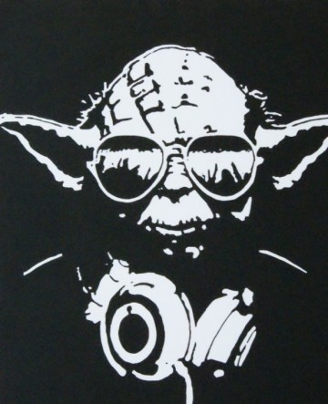 Schilderij – Star Wars – ‘Yoda as a DJ’ – acryl op doek - 2016
