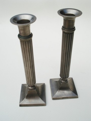 Kandelaars – Neo-classicistisch – Vertind messing  - set van 2 stuks