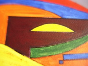 Abstract schilderij – kunstenaar onbekend – eind 20e eeuw