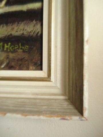 Schilderij – Laat-middeleeuws tafereel - Huis met wacht -  L.M. Hoebe – 20e eeuw