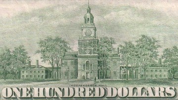 Bord - Engels - Blauw – Colonial Scenes – Independence Hall - Liberty Blue