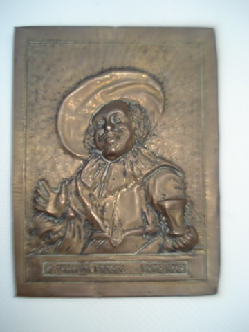 Zeldzaam koperreliëf – De Vroolijke drinker – Frans Hals