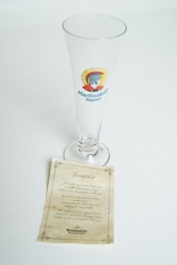 Zeldzaam mondgeblazen Bierglas – Martinsbrau – Martinsbräu – met Certificaat