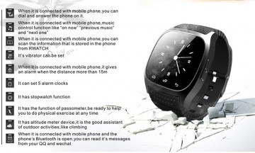 Nieuwe Smartwatch –voor IOS en Android – kast chroom zwart rubber band