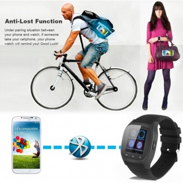 Nieuwe Smartwatch –voor IOS en Android – kast chroom zwart rubber band