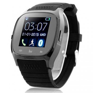 Nieuwe Smartwatch –voor IOS en Android – kast chroom zwart rubber band